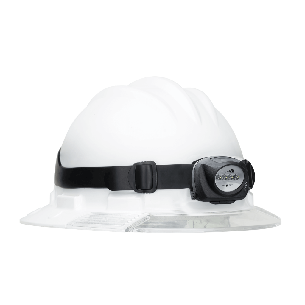 Princeton Tec Quad Industrial Headlamp on hardhat