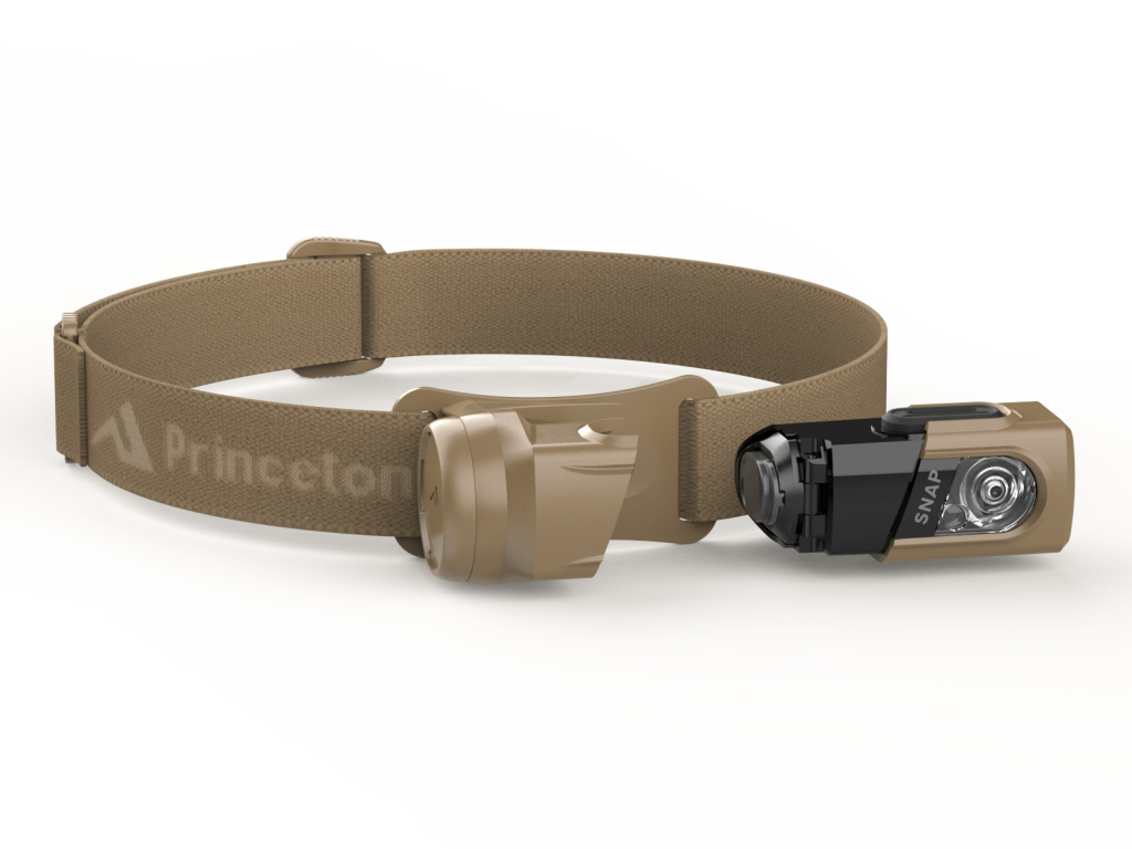 Princeton Tec Snap Solo Headlamp tan with head unit detatched