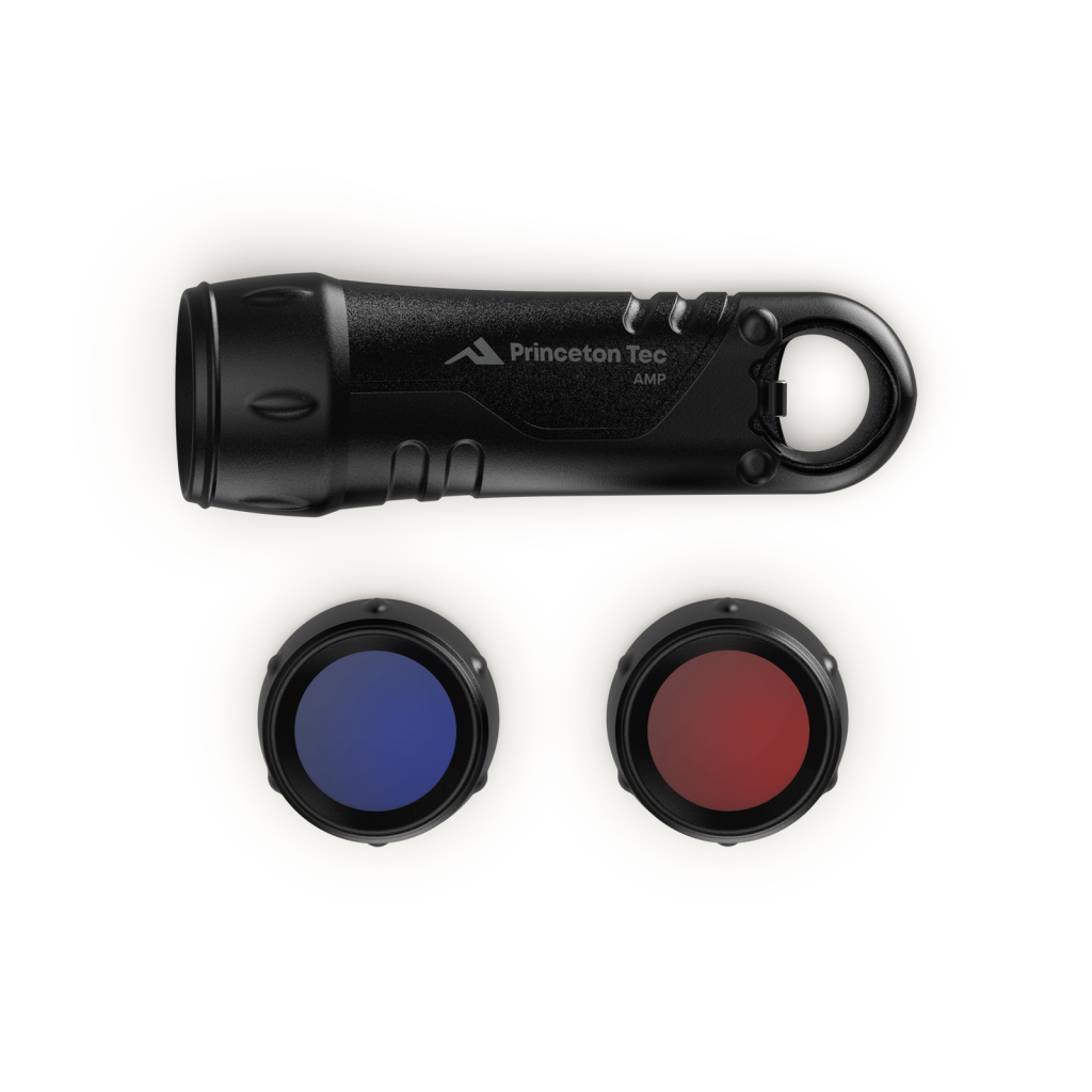 Princeton Tec Amp RBW flashlight black with red and blue lenses