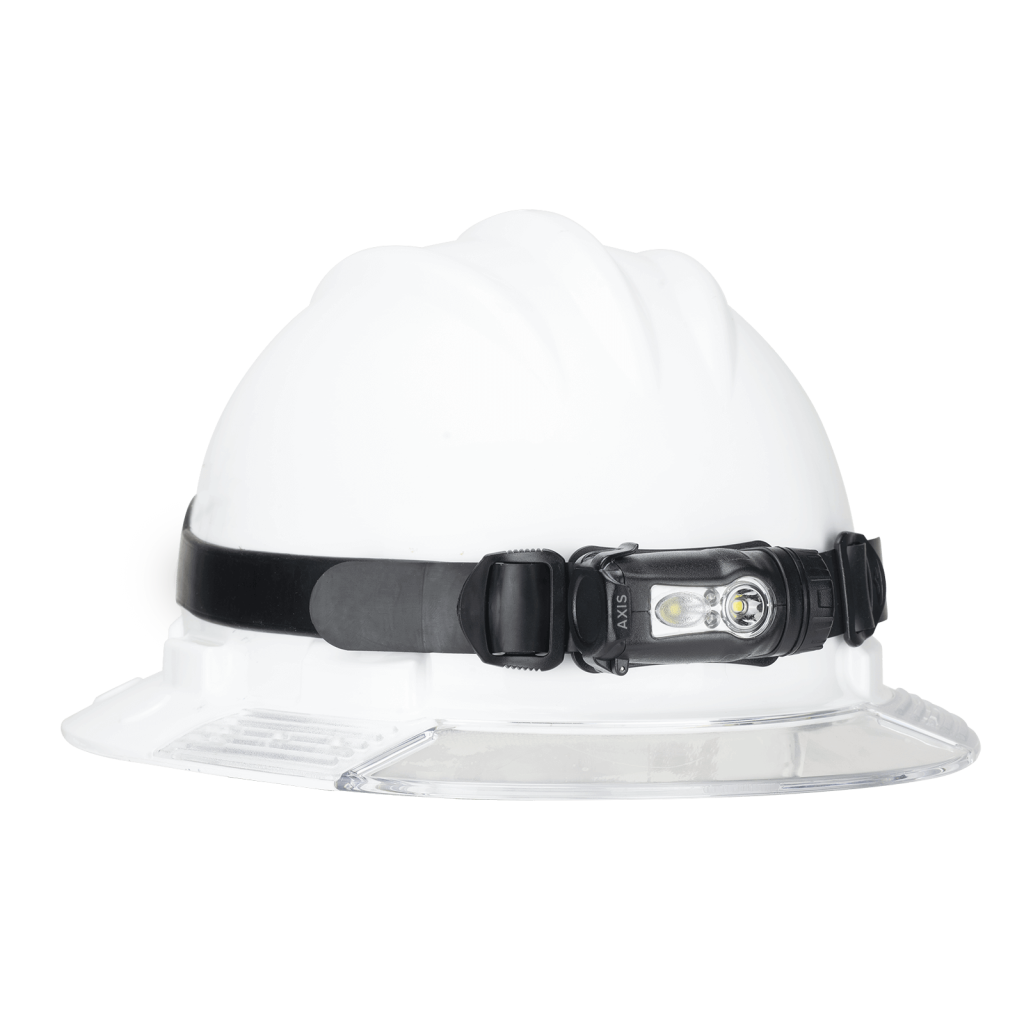 Princeton Tec Axis Li Industrial Headlamp on hardhat